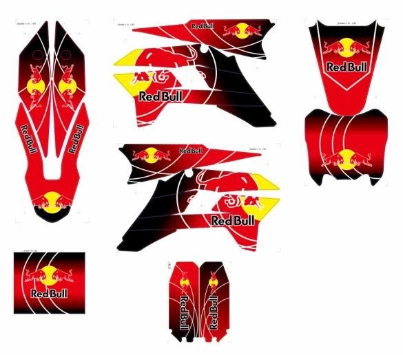 ADESIVI RED BULL X PLASTICHE KRZ PIT BIKE KAYO SERIE TT125 TT140 TD160 TT160 TT190R
