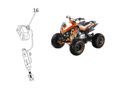 SET FRENO COMPLETO POSTERIORE ATV 125 SPORT - pompa tubo pinza pastiglie freni tipo pit bike a pedale