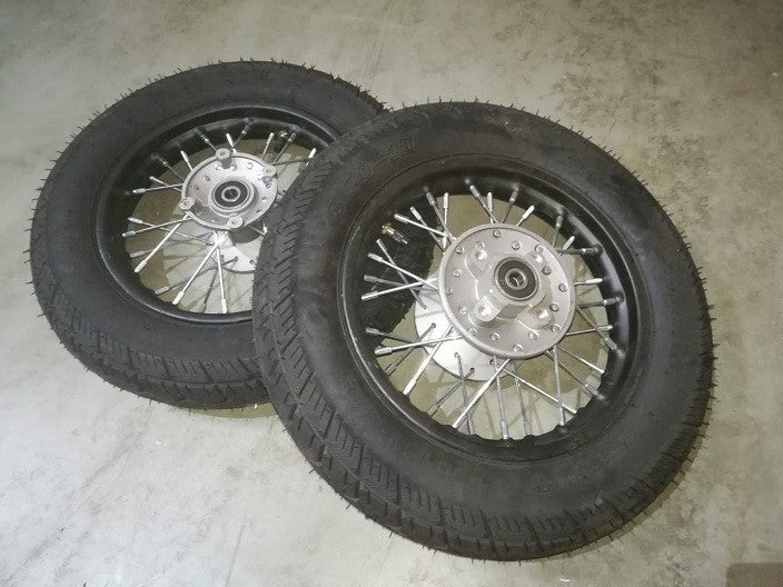 kit MOTARD CERCHI e GOMME 3.00X10 MINICROSS MORINI ANTERIORE E POSTERIORE pit bike