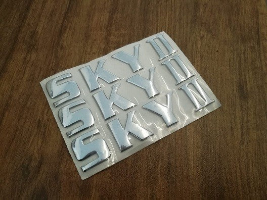 3pz ADESIVI SCRITTE CROMATE  LATERALI - bici elettrica scooter elettrico sky II tipo z-tech