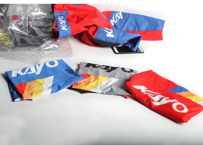 TUTA KAYO DA MOTO CROSS ADULTO PANTALONI MAGLIA FLESSIBILI CON RINFORZI